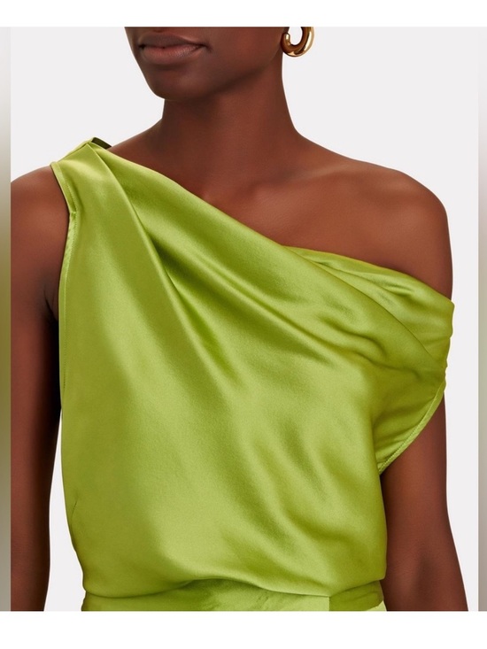 The Sei Tops - The Sei One Shoulder Silk Blouse in Lime Green Size 4